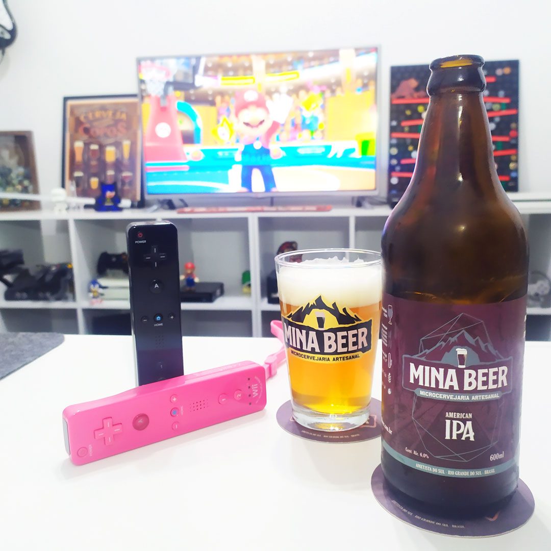 Mario Sports Mix do Wii com a IPA da Mina Beer