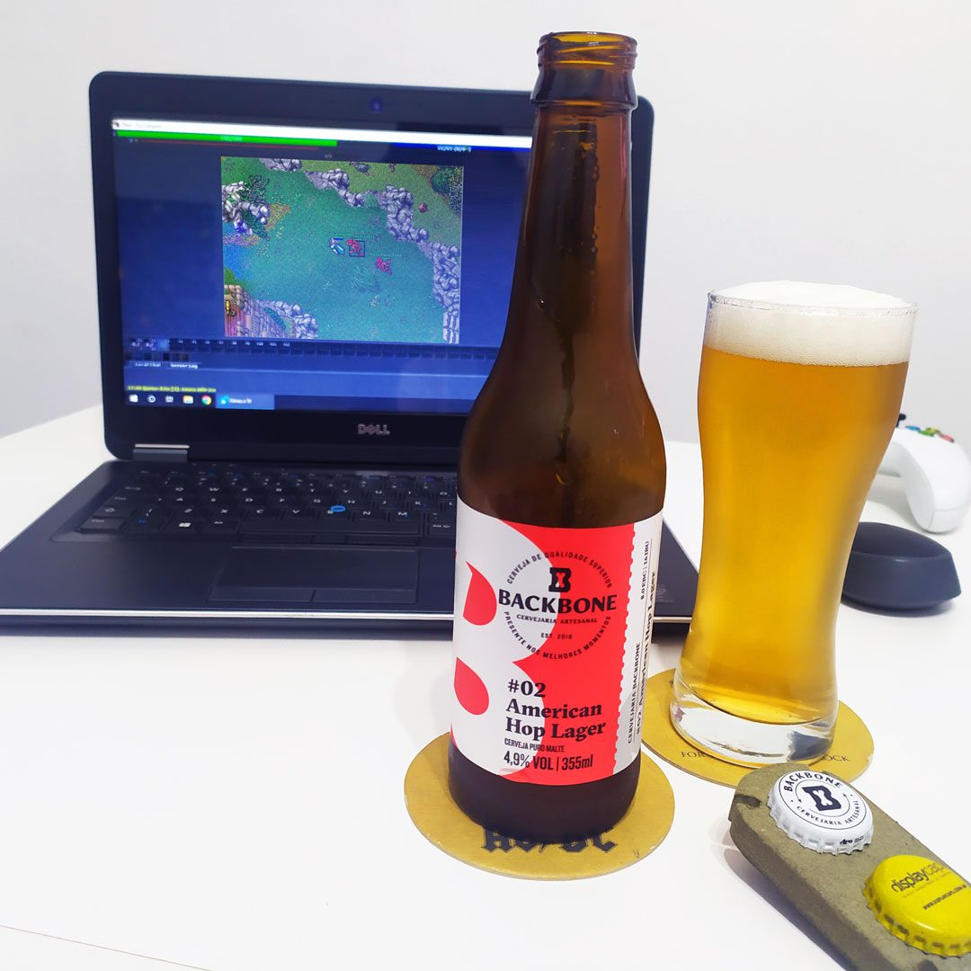 O clássico Tibia com a American Hop Lager da cervejaria Backbone