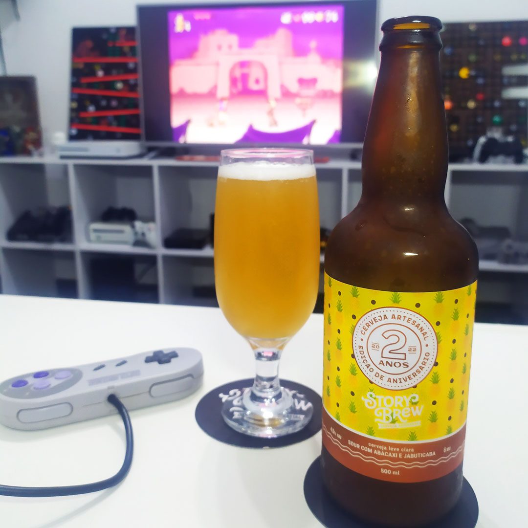 Aladdin, do Super Nintendo, com a Sour de de abacaxi com jabuticaba da Story Brew