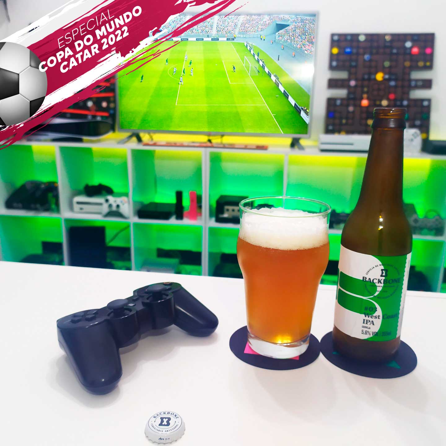 Pro Evolution Soccer 2013 no Playstation 3 com a West Coast IPA da Backbone