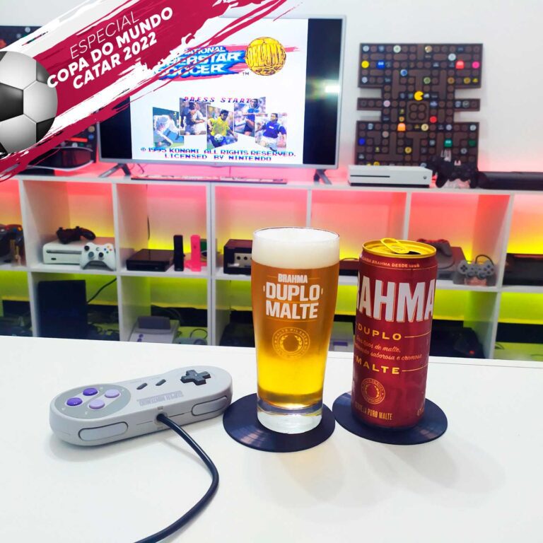 International Superstar Soccer Deluxe no Super Nintendo com Brahma Duplo Malte