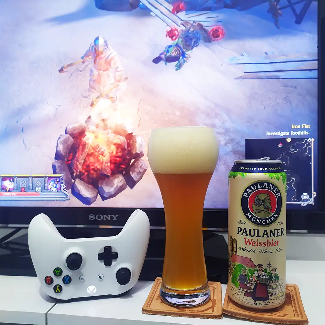 A clássica Paulaner Weissbier com Vikings - Wolves of Midgard no Xbox One