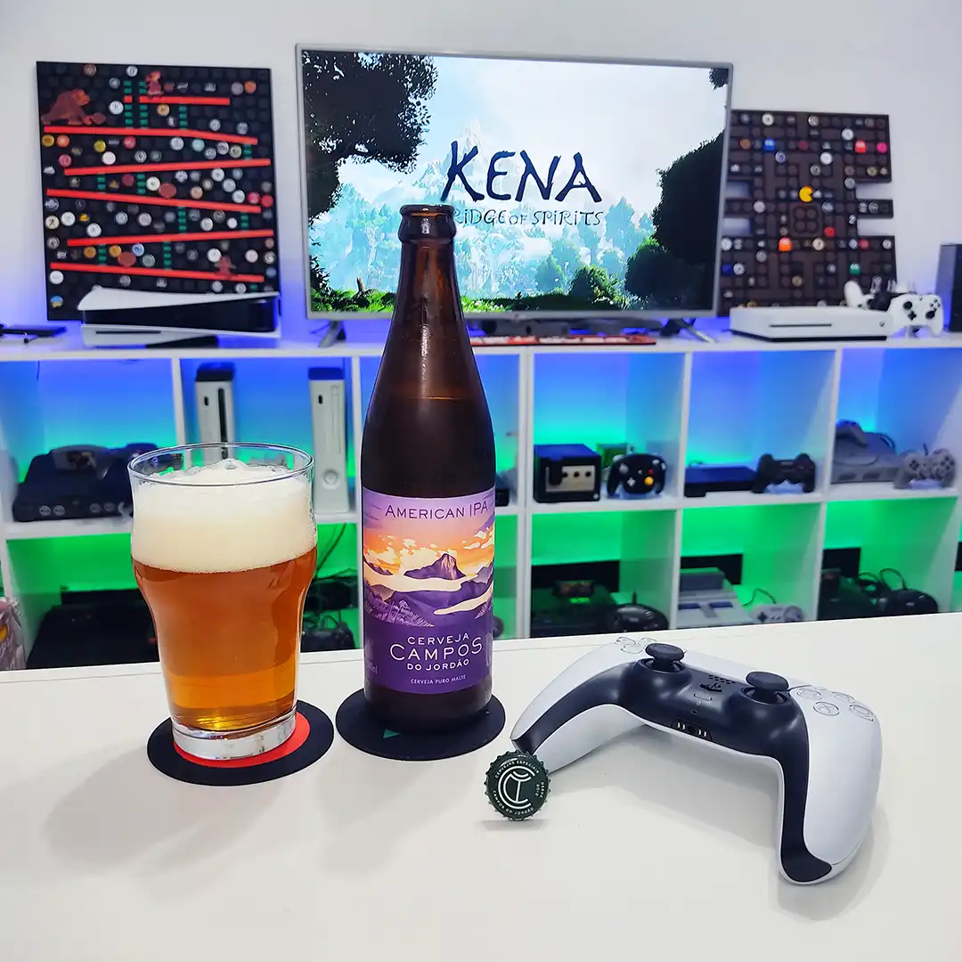 Provando a American India Pale Ale da Campos do Jordão com Kena, no PlayStation 5