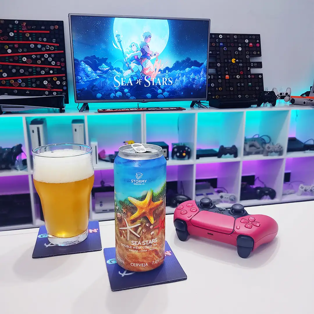 A Sea Stars, uma Double West Coast IPA da Stormy Brewing, direto da Central da Cerveja com Sea of Stars no PlayStation 5