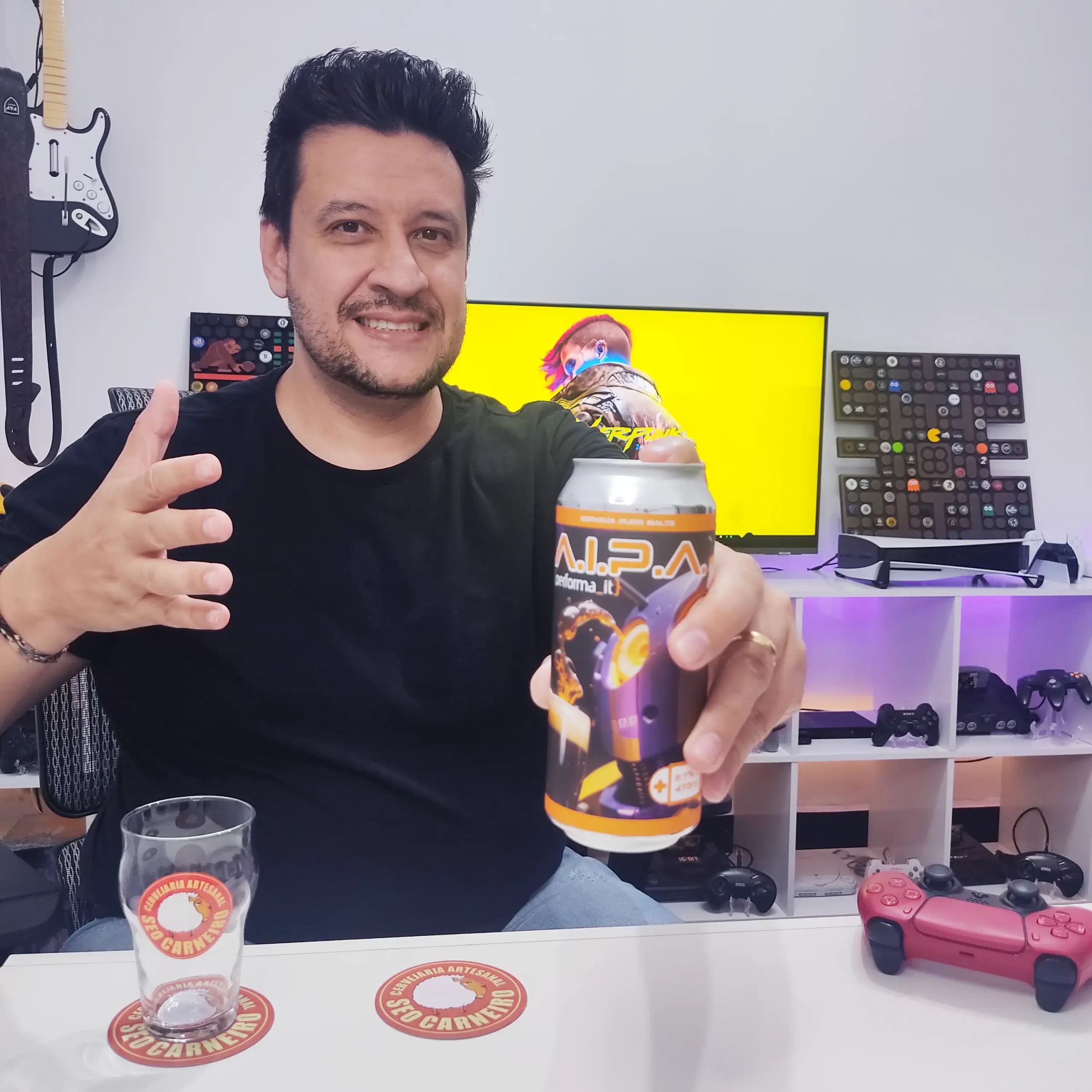 Uma cerveja criada 100% por Inteligência Artificial, a AIPA da Seo Carneiro com Cyberpunk 2077