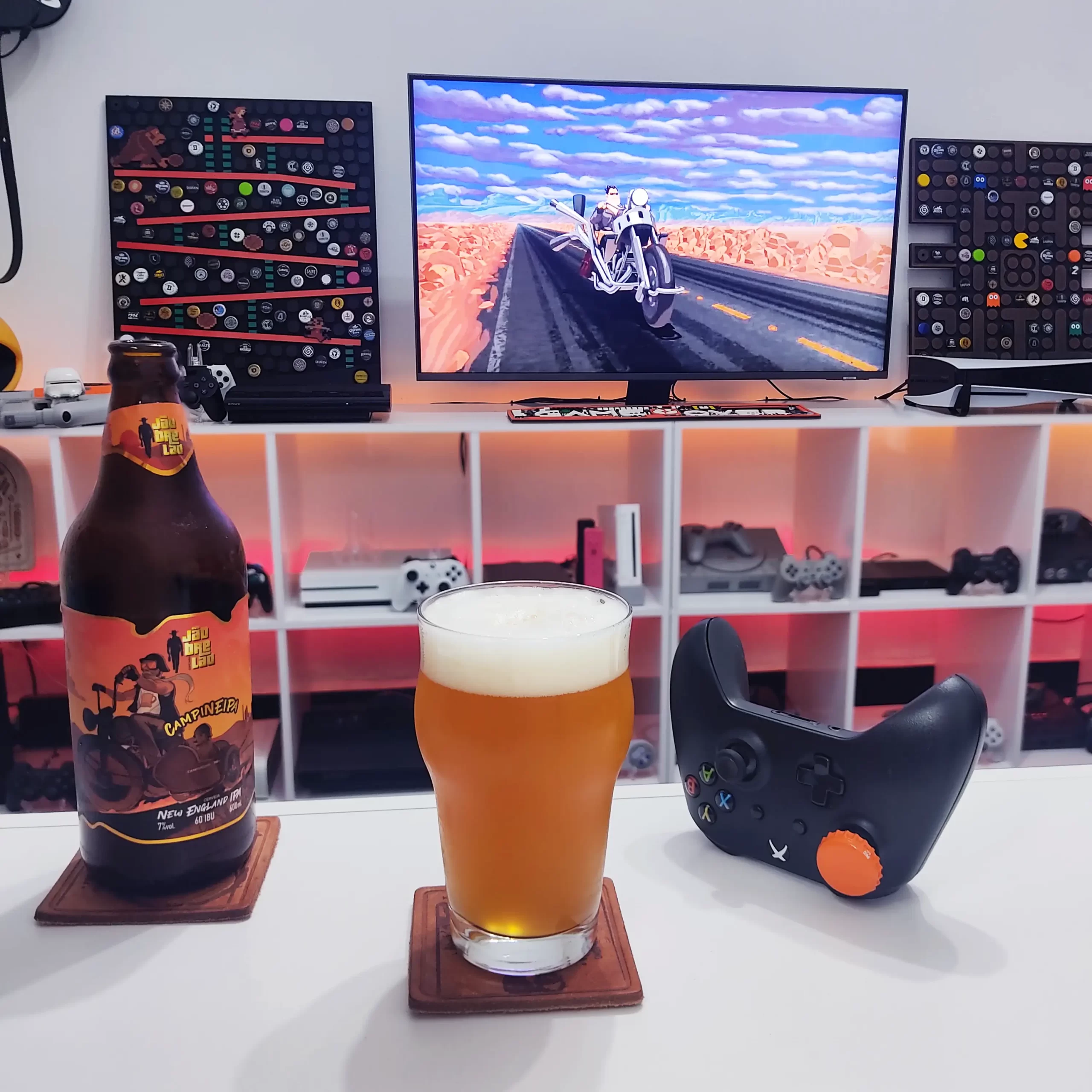 Full Throttle Remastered no Xbox One com a NEIPA da Cervejaria Jãobrelão.