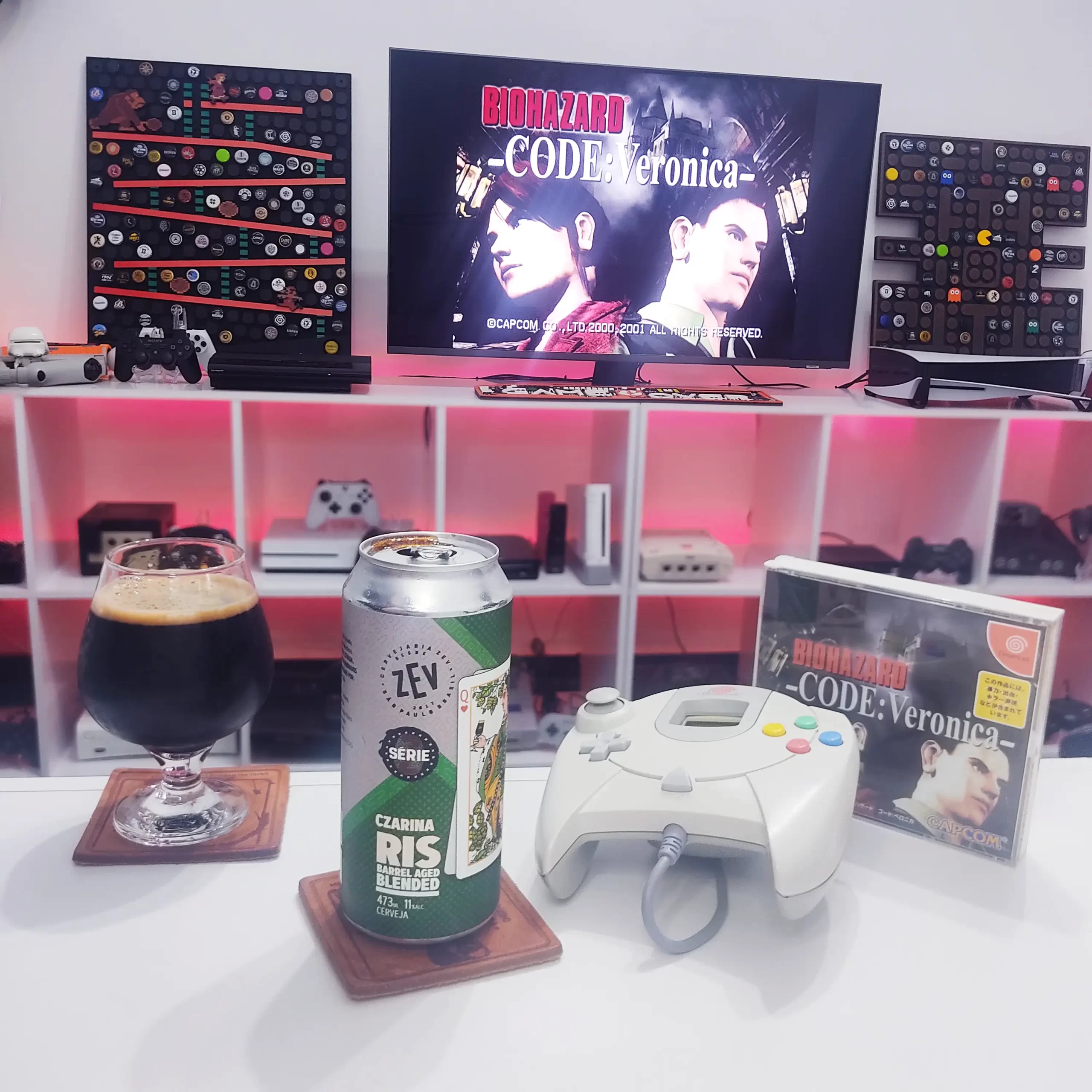 Biohazard Code Veronica no Dreamcast com a Russian Imperial Stout da Zev