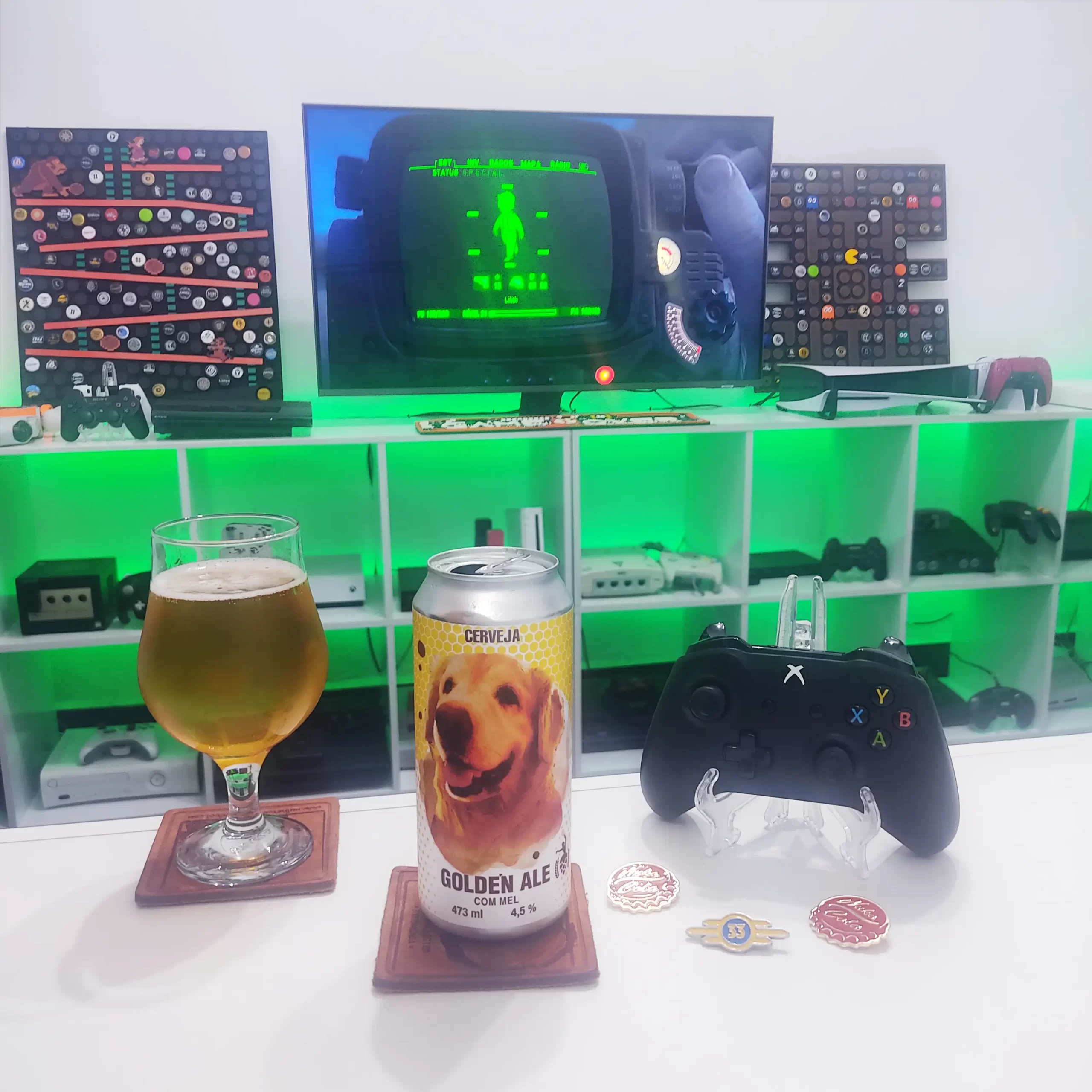 Fallout 4 no PlayStation 5 com a Golden Ale da Bela Beer, da Central da Cerveja