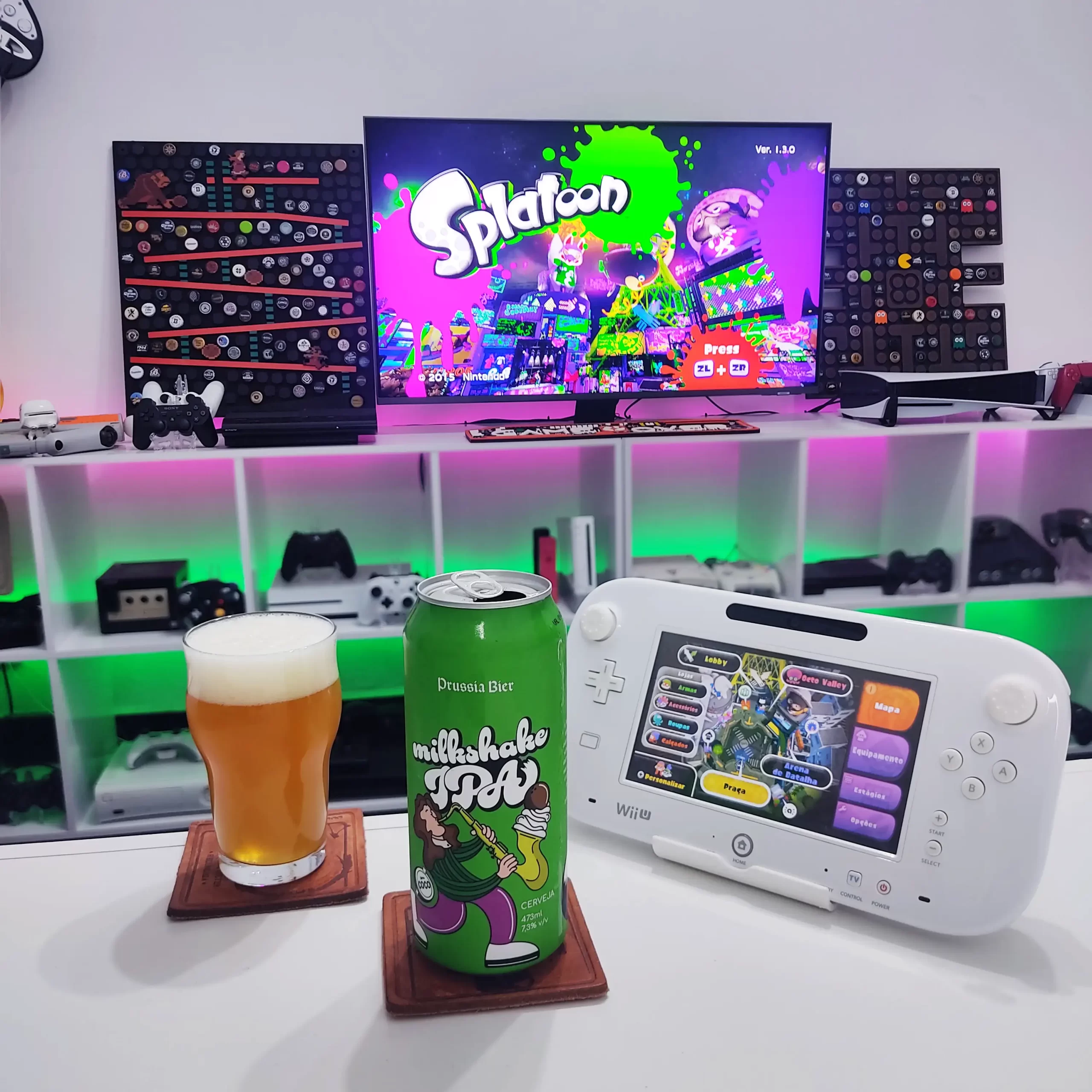 Milkshake IPA da Prussia Bier, com adição de coco e lactose e Splatoon no Wii U