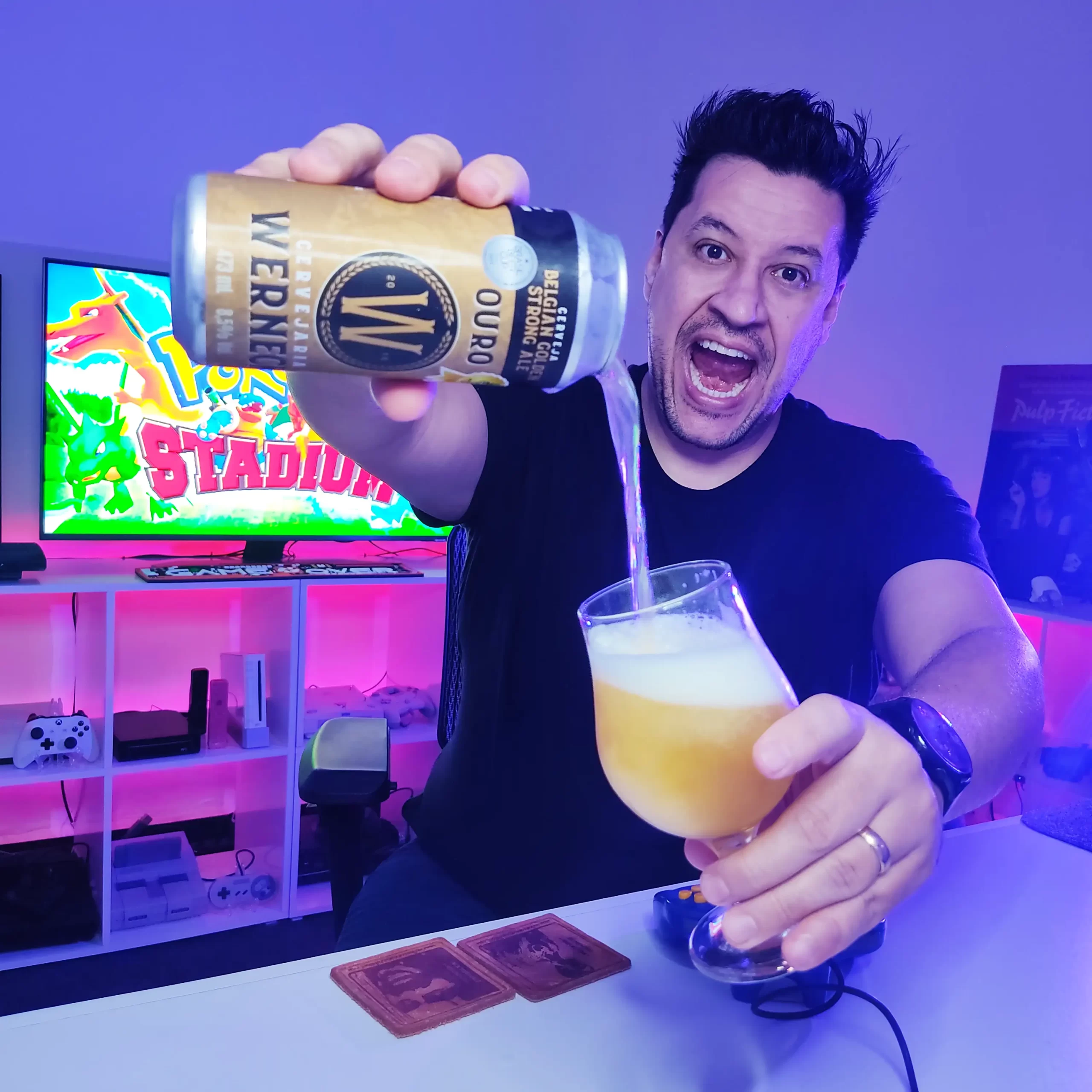 Pokémon Stadium no N64 com a Belgian Golden Strong Ale da Cervejaria Werneck