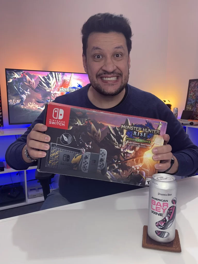Chegou meu Nintendo Switch, comemorando com a American Barley Wine da Prussia