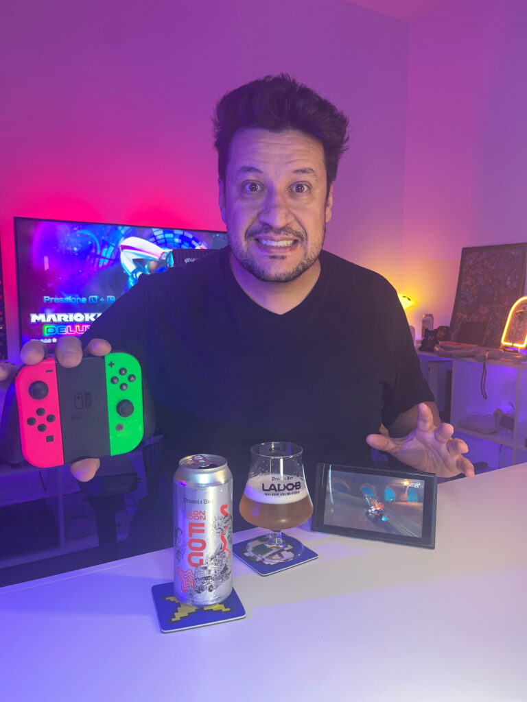 Mario Kart 8 Deluxe no Switch com a London Fog do Clube Lado B da Prussia Bier