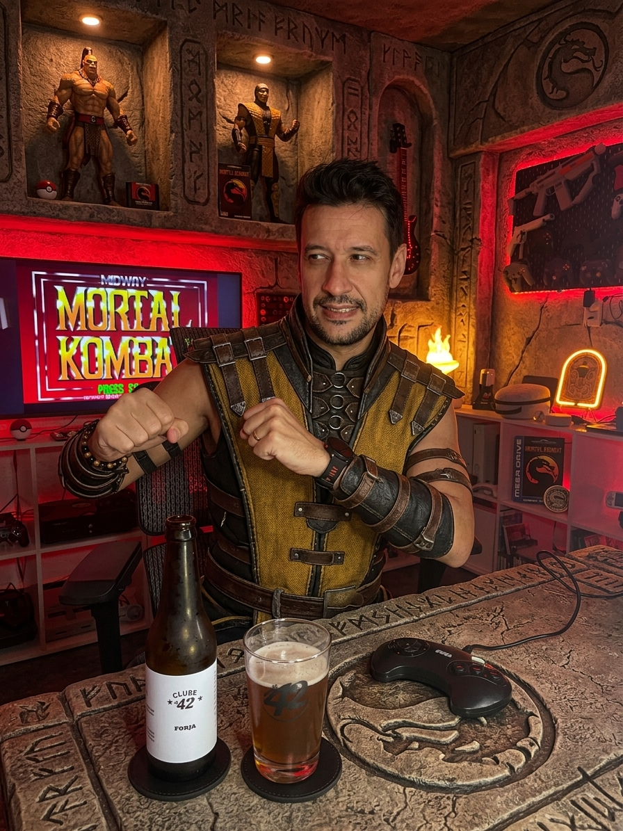 Mortal Kombat no Mega Drive com a Forja Smoked Vienna Lager da Avenida 42