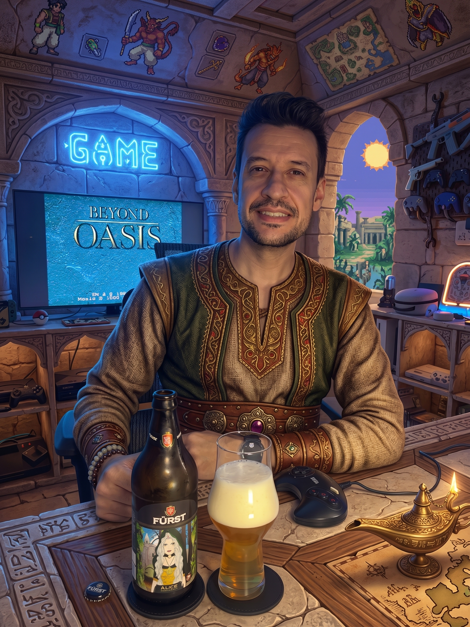 Beyond Oasis no Mega Drive com a Alice Imperial IPA da Cervejaria Fürst