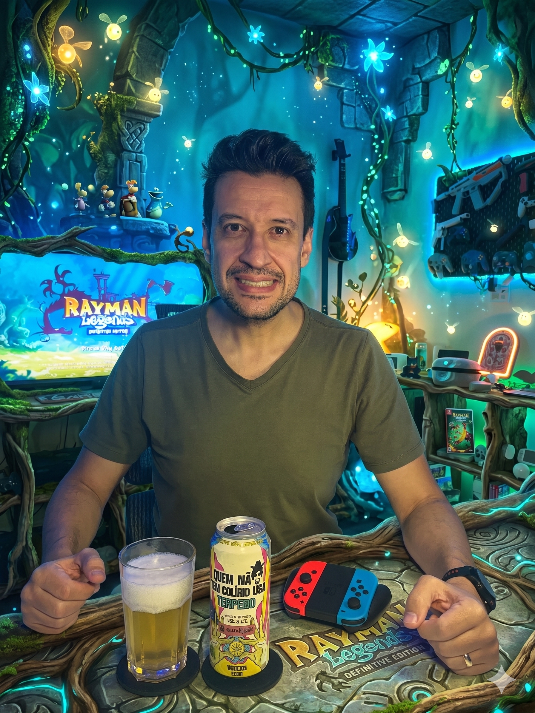Rayman Legends Definitive Edition no Nintendo Switch com a Witbier da Vitruviana