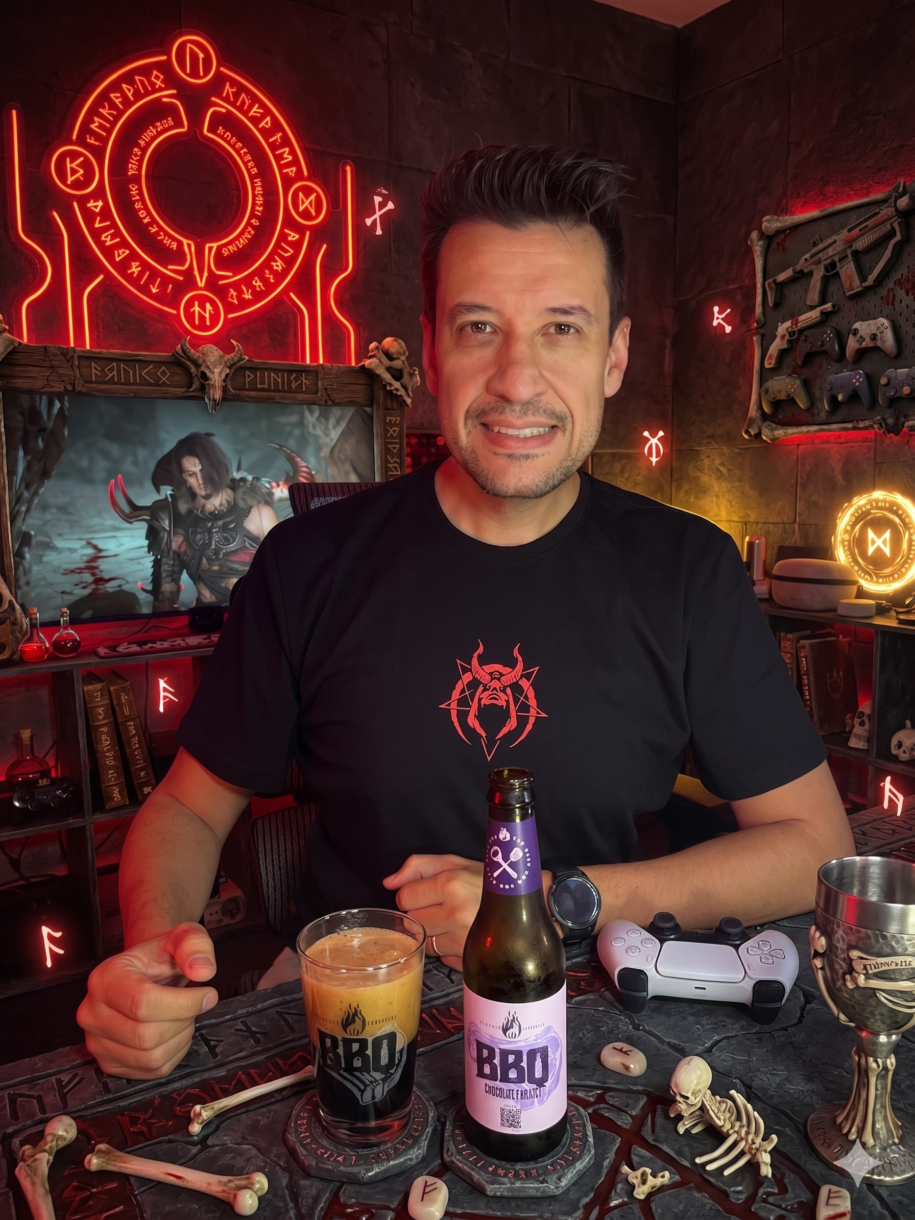 Diablo IV no PlayStation 5 com a Chocolate Porter da Caixa da Alegria, edição BBQ