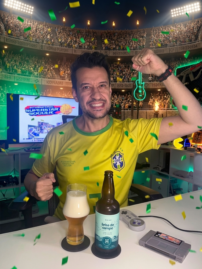 International Superstar Soccer Deluxe no Super Nintendo com a Brisa do Campo Cold IPA da ZalaZ