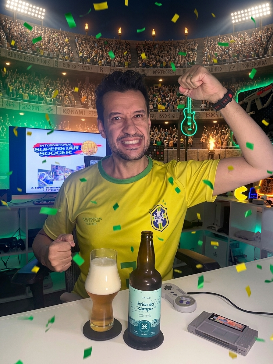 International Superstar Soccer Deluxe no Super Nintendo com a Brisa do Campo Cold IPA da ZalaZ