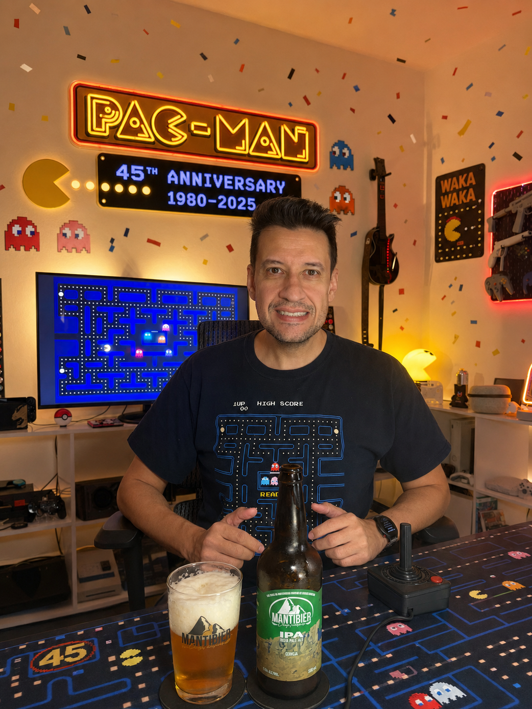 Pac-Man no Atari 2600 com a IPA da Mantibier