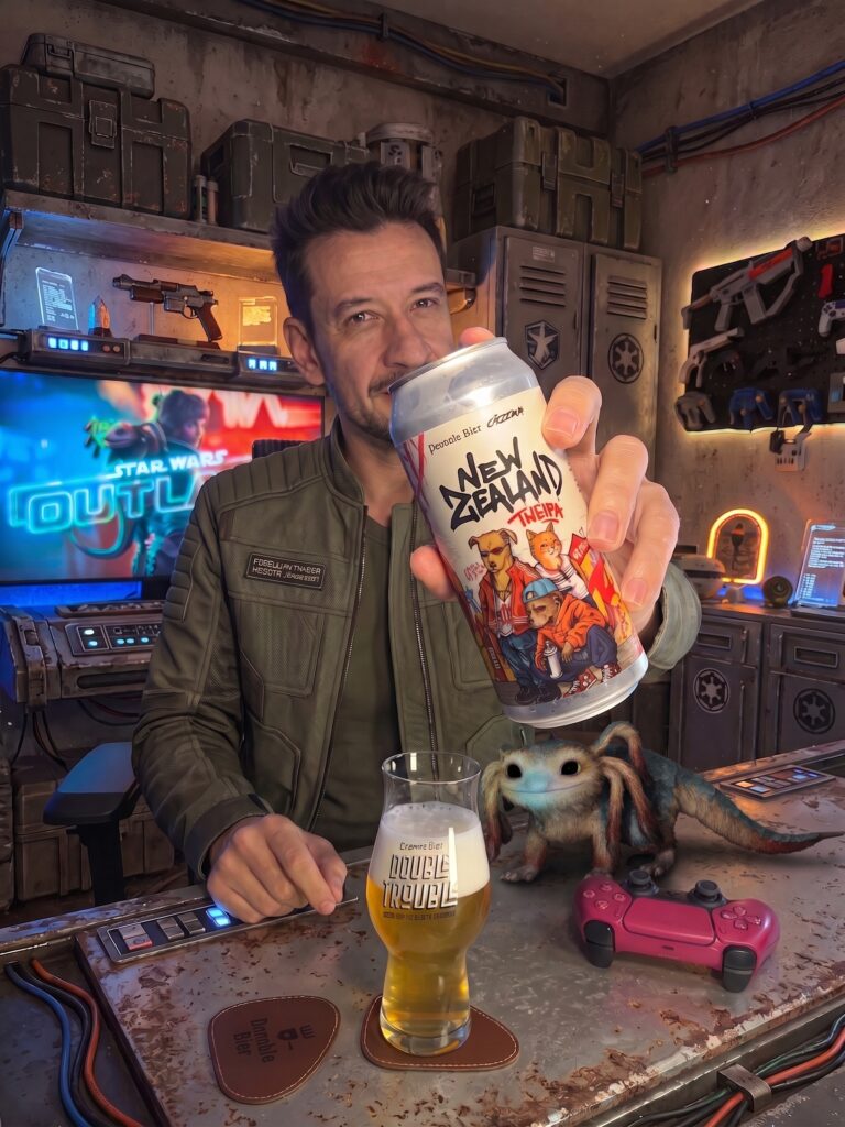 Star Wars Outlaws no PS5 com a New Zealand Triple NEIPA da Prussia Bier