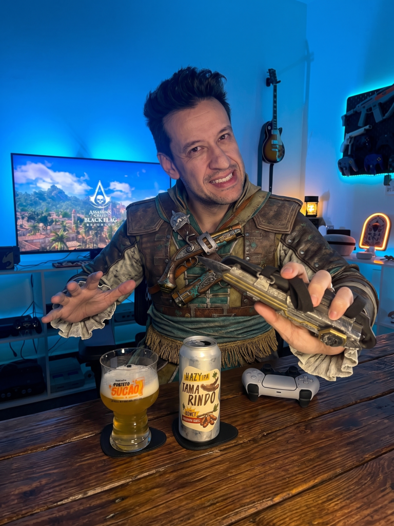 Assassin's Creed Black Flag Resynced no PS5 com a Tamarindo Hazy IPA da Prussia Bier