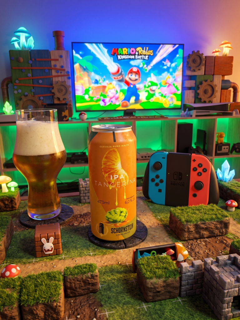Mario + Rabbids Kingdom Battle no Nintendo Switch com a IPA Tangerina da Schornstein