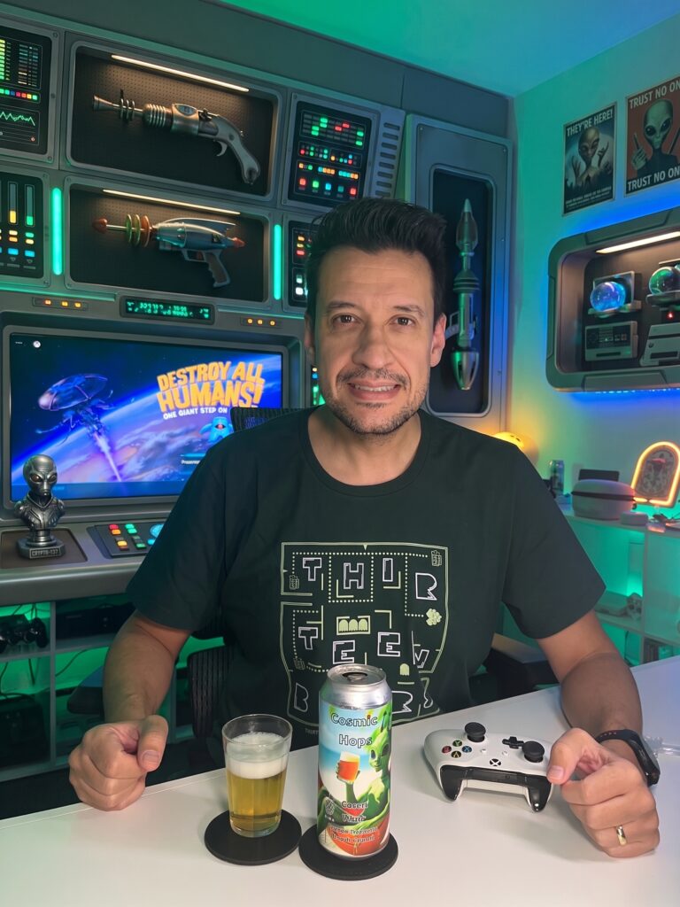 Destroy All Humans no Xbox One com a German Pilsner da Cosmic Hops