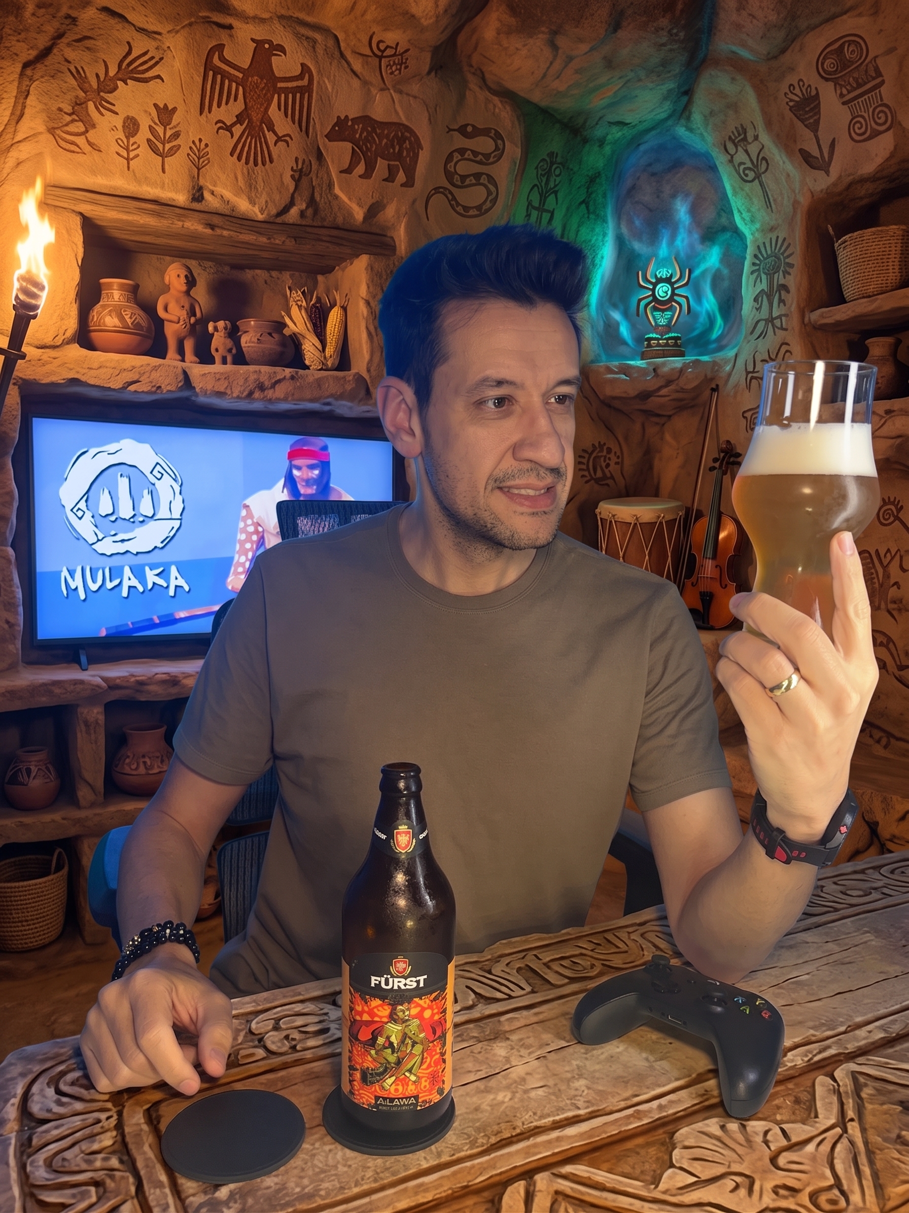 Mulaka no Xbox One com a Session IPA Alawa da Cervejaria Fürst