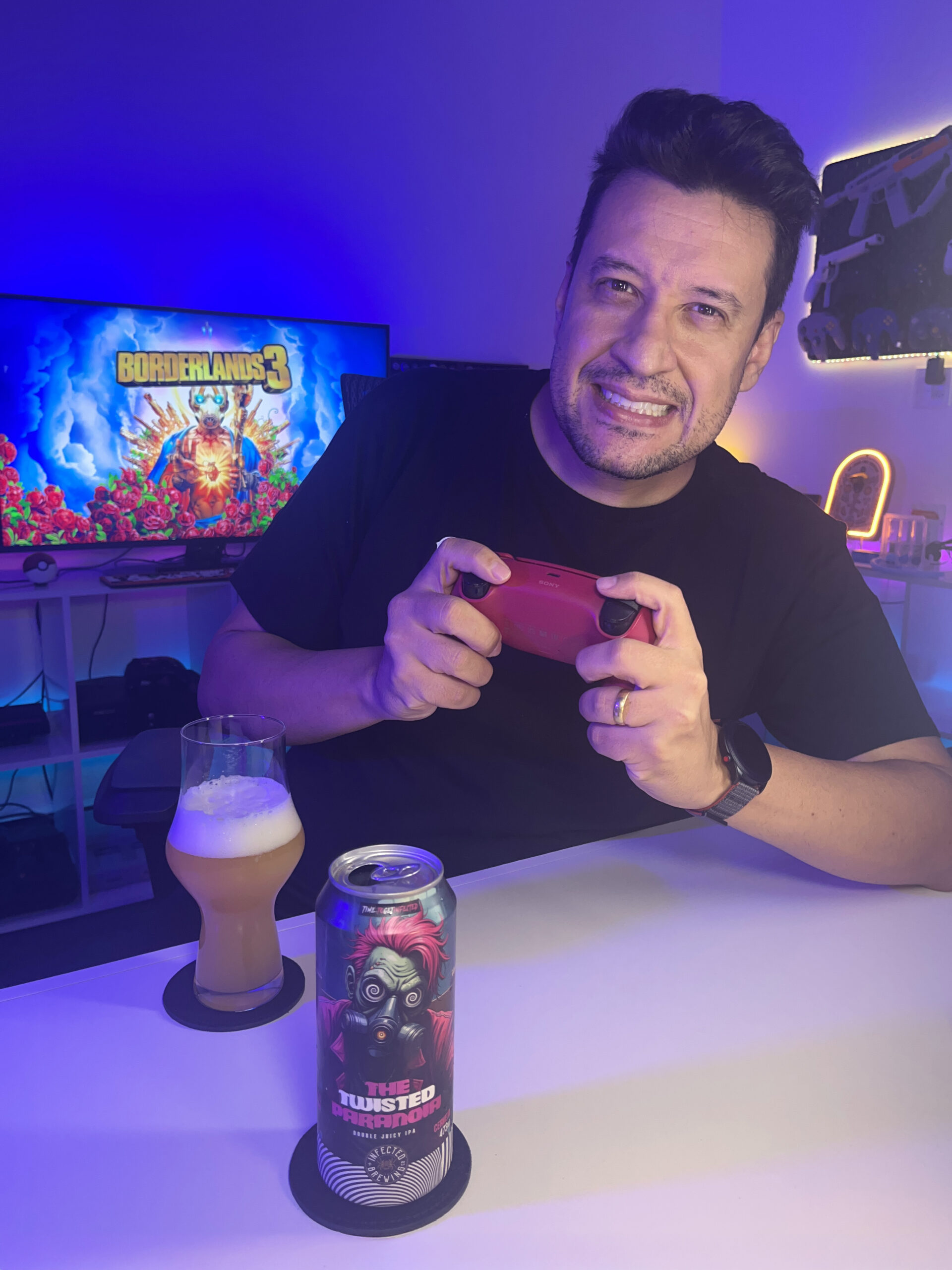 Borderlands 3 no PlayStation 5 com a Double Juicy IPA da Infected Brewing