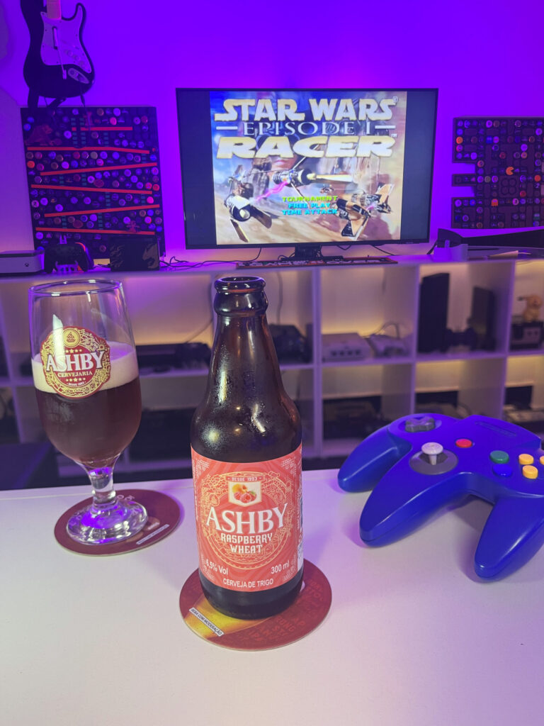 Combinação da Ashby Raspberry Wheat com Star Wars Episode I Racer no Nintendo 64.