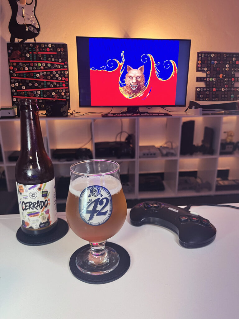 Cerveja Cerrado, Saison com pequi e baru, e Altered Beast, jogo do Mega Drive.