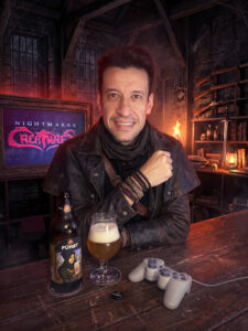 Belgian Blond Ale Frei Galdi, da Fürst, ao lado de Nightmare Creatures no PS1, em clima de Halloween.