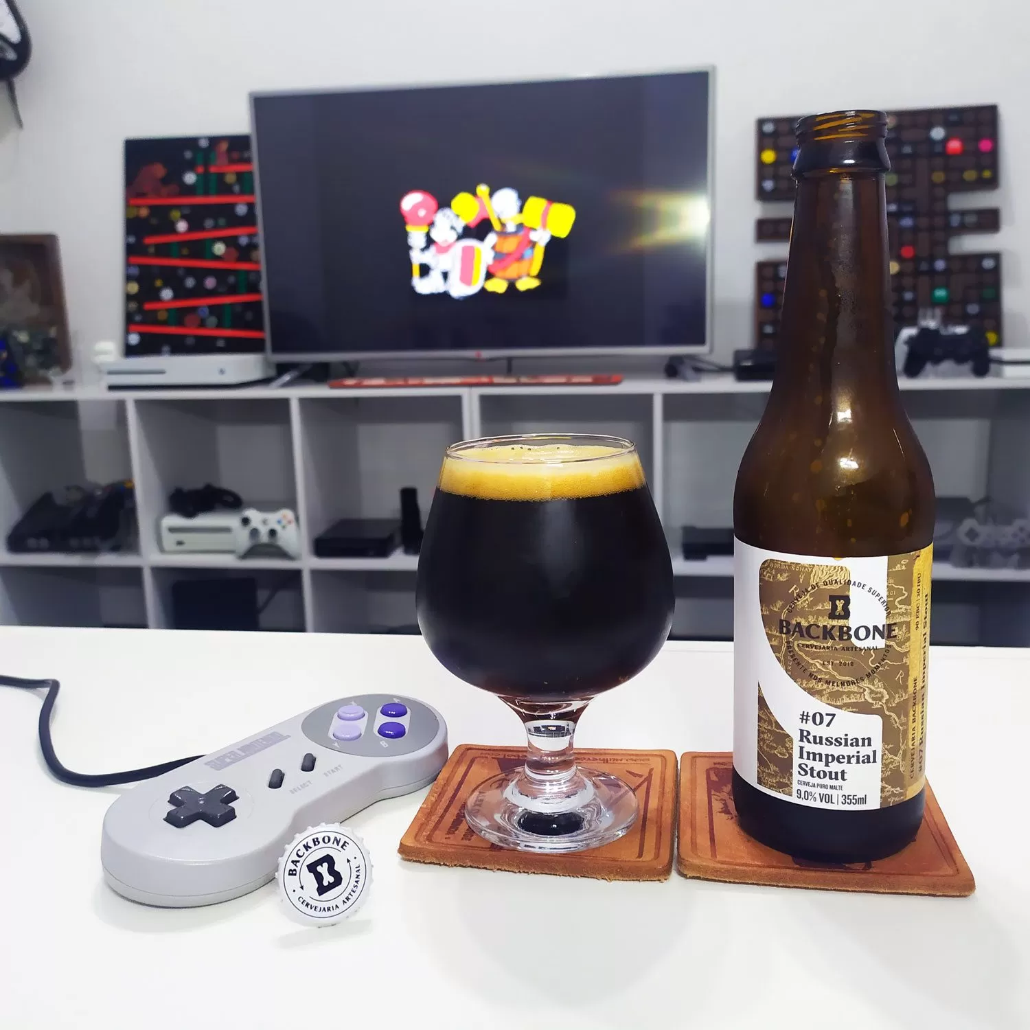 Magical Quest 3 no SNES com a Russian Imperial Stout da Backbone